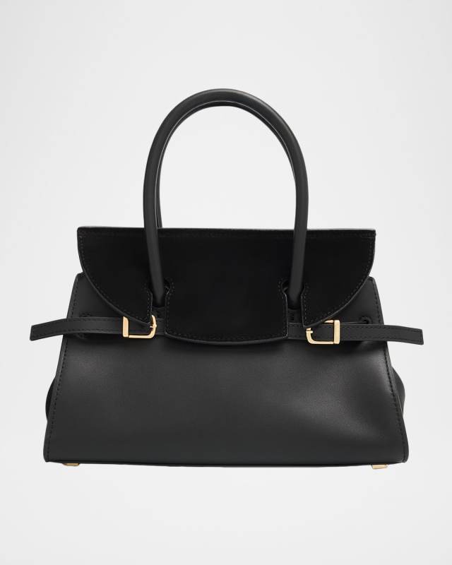 River Small Suede Flap Top-Handle Bag